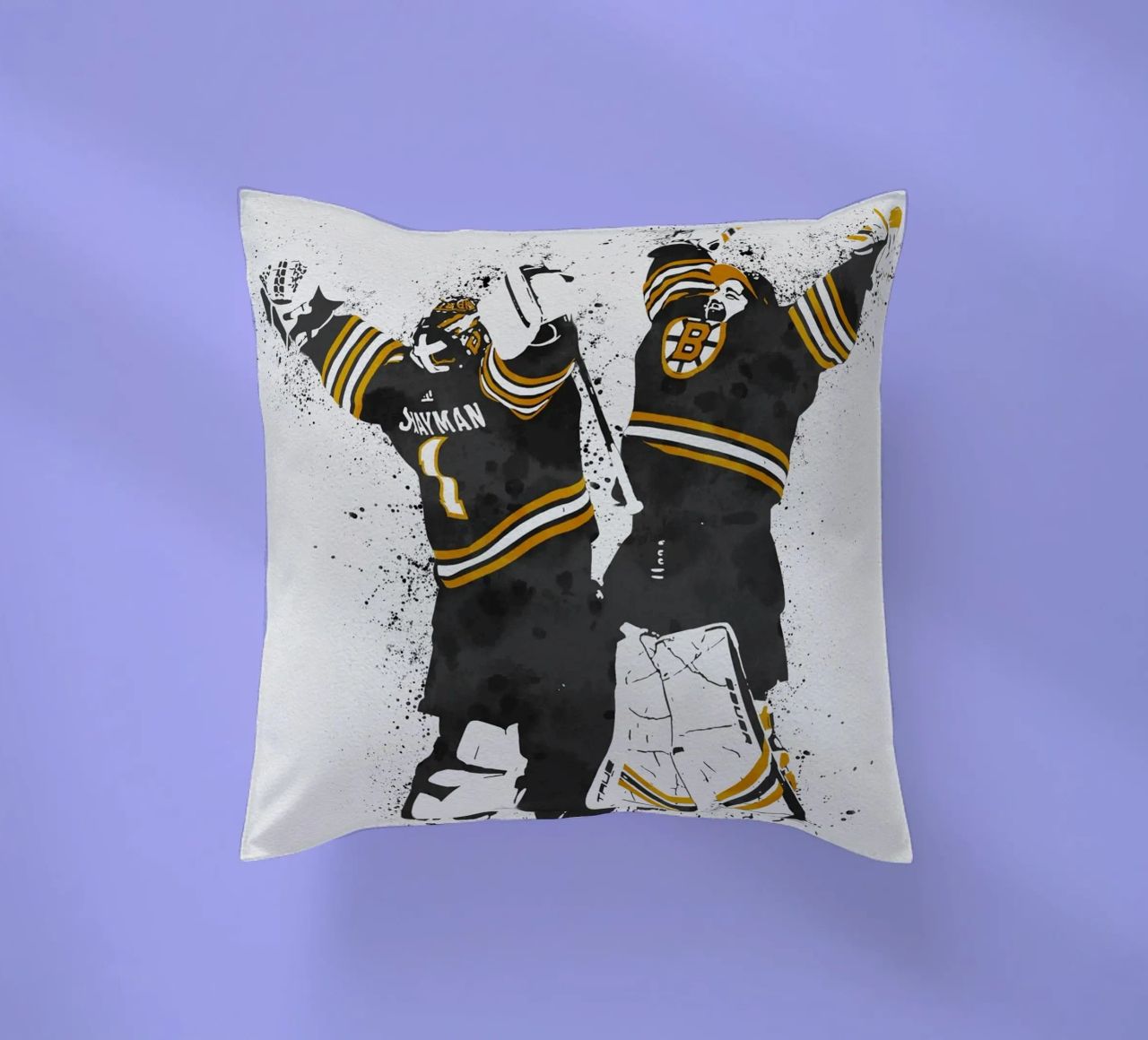 Jeremy Swayman and Linus Ullmark cuscino da tenten
