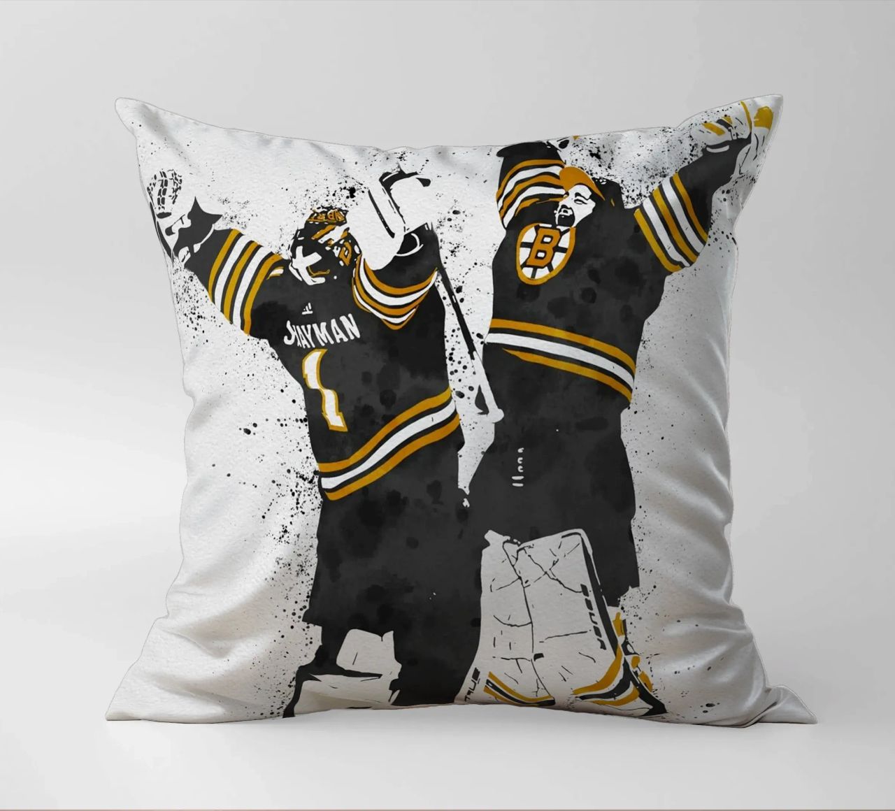 Jeremy Swayman and Linus Ullmark cuscino da tenten