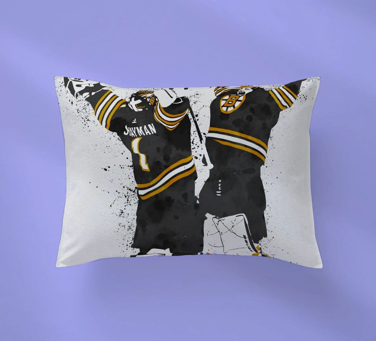 Jeremy Swayman and Linus Ullmark cuscino da tenten