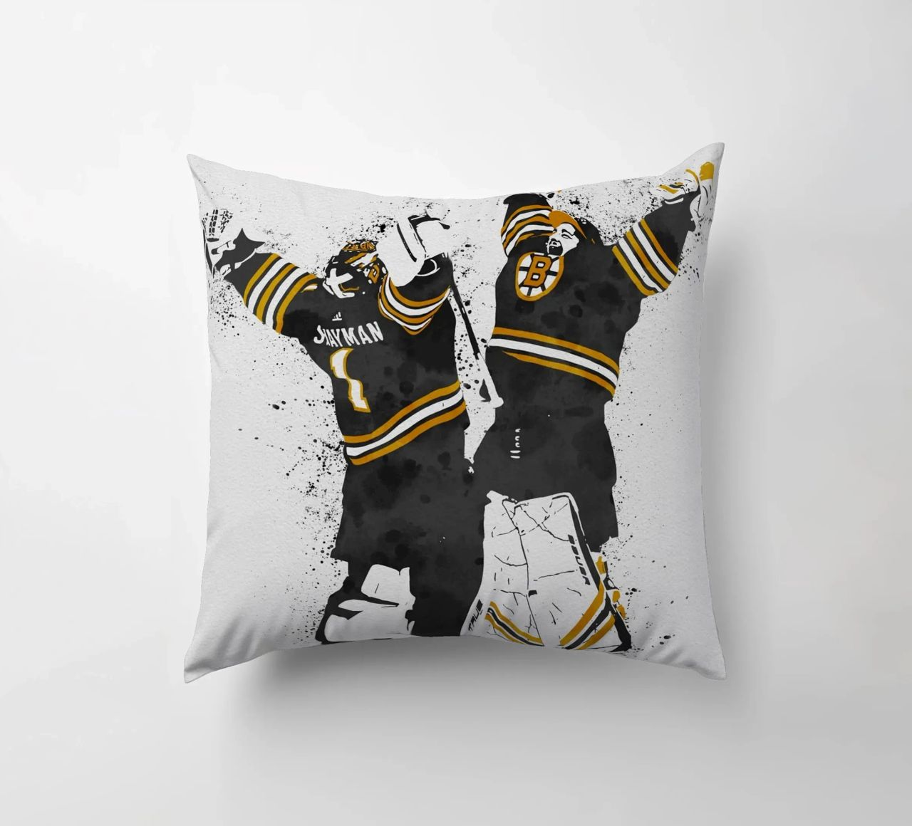 Jeremy Swayman and Linus Ullmark cuscino da tenten