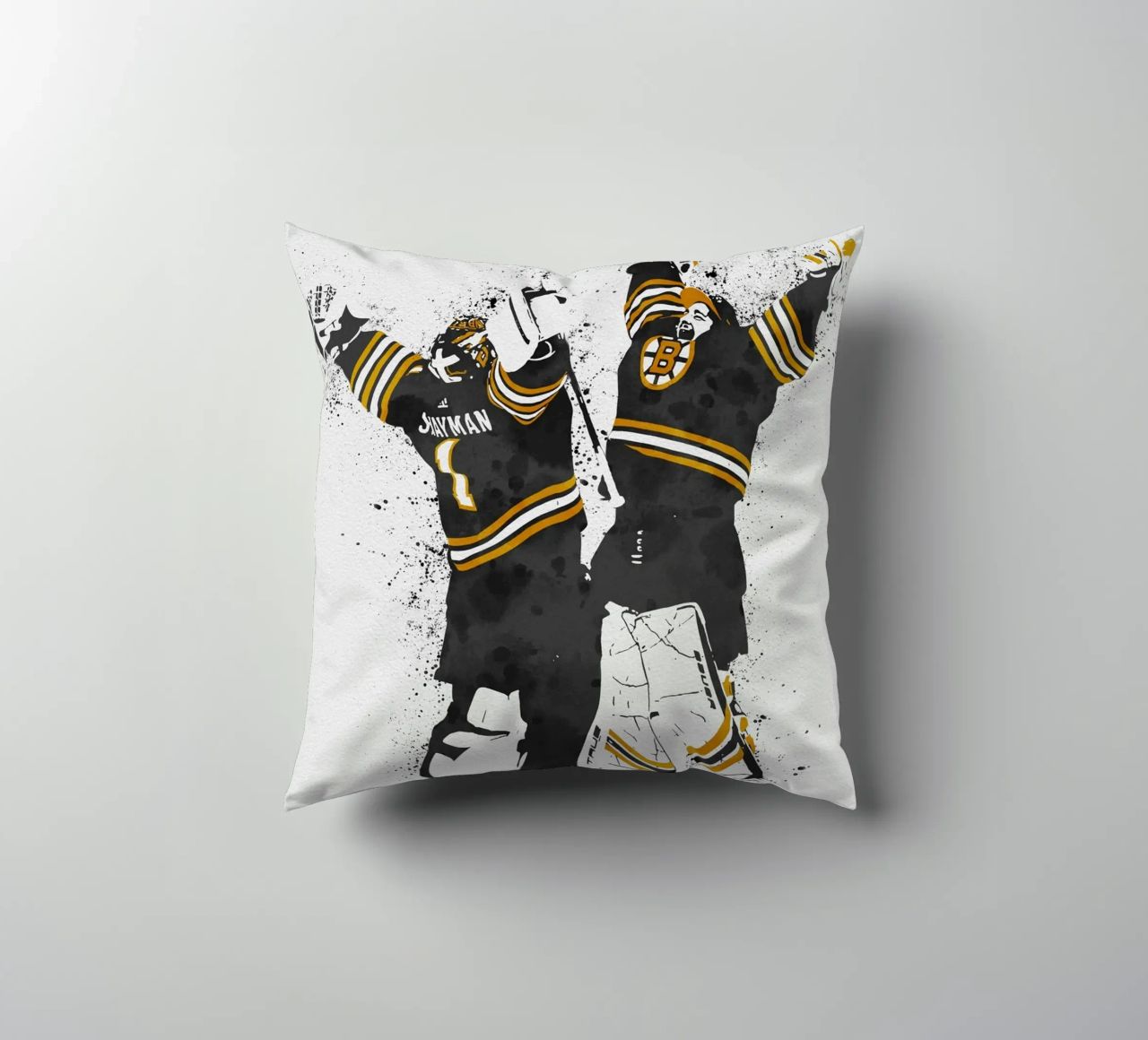 Jeremy Swayman and Linus Ullmark cuscino da tenten