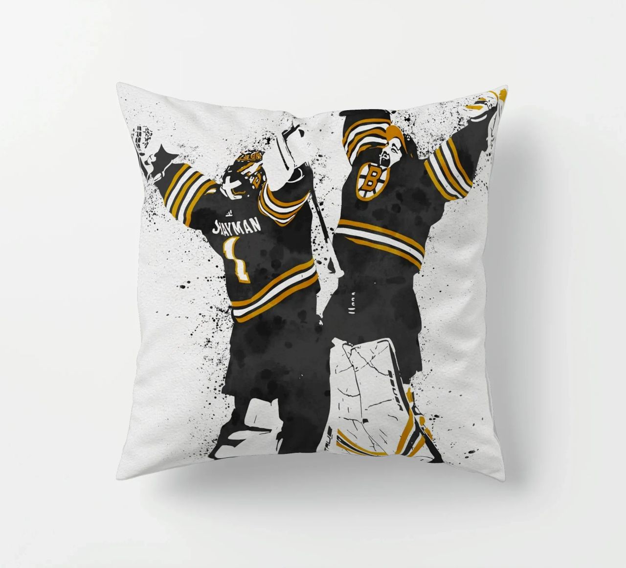 Jeremy Swayman and Linus Ullmark cuscino da tenten