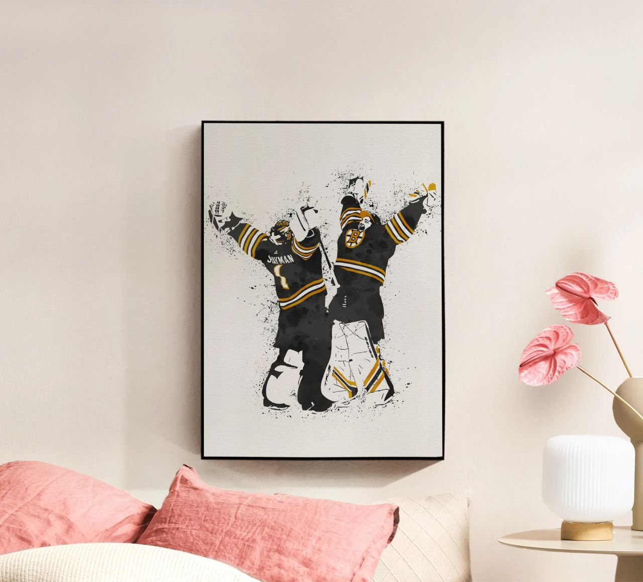 Jeremy Swayman and Linus Ullmark plexiglass da tenten