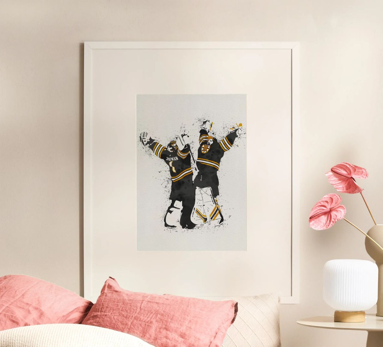 Jeremy Swayman and Linus Ullmark poster con telaio in alluminio da tenten