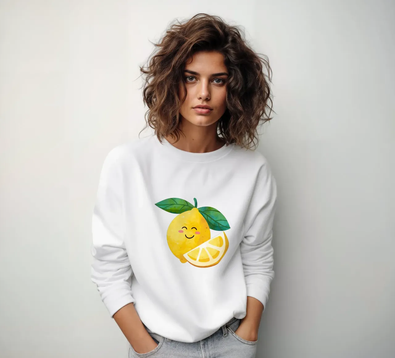 Niedliche kleine Zitrone, glückliche Zitrone drucken, Zitrone Kinderzimmer Kunst Sweatshirt von SunshinePrints
