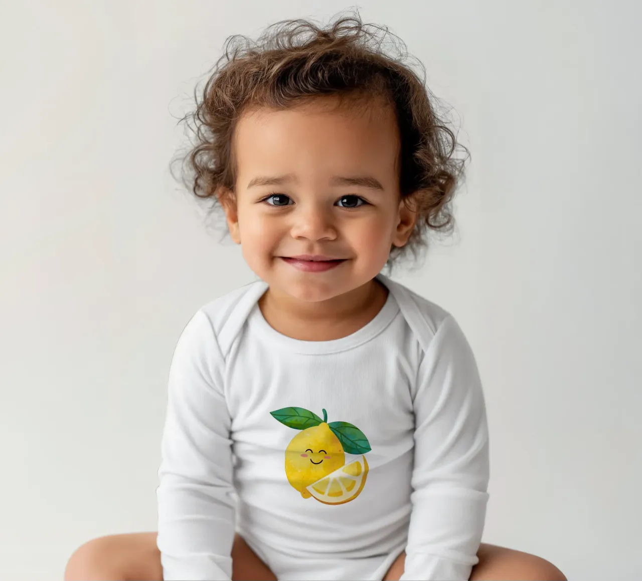 Niedliche kleine Zitrone, glückliche Zitrone drucken, Zitrone Kinderzimmer Kunst Langarm Babybody von SunshinePrints