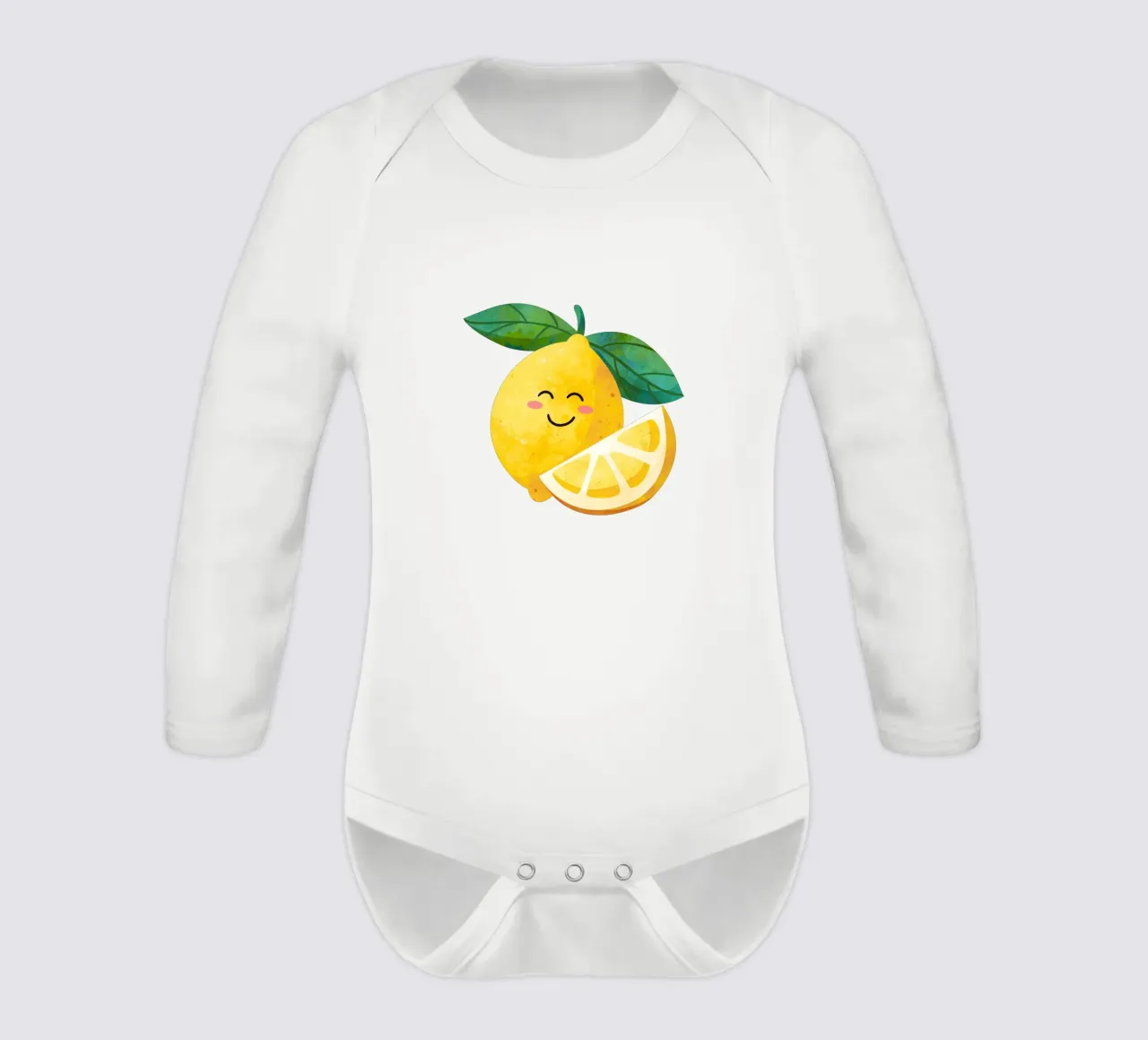 Niedliche kleine Zitrone, glückliche Zitrone drucken, Zitrone Kinderzimmer Kunst Langarm Babybody von SunshinePrints