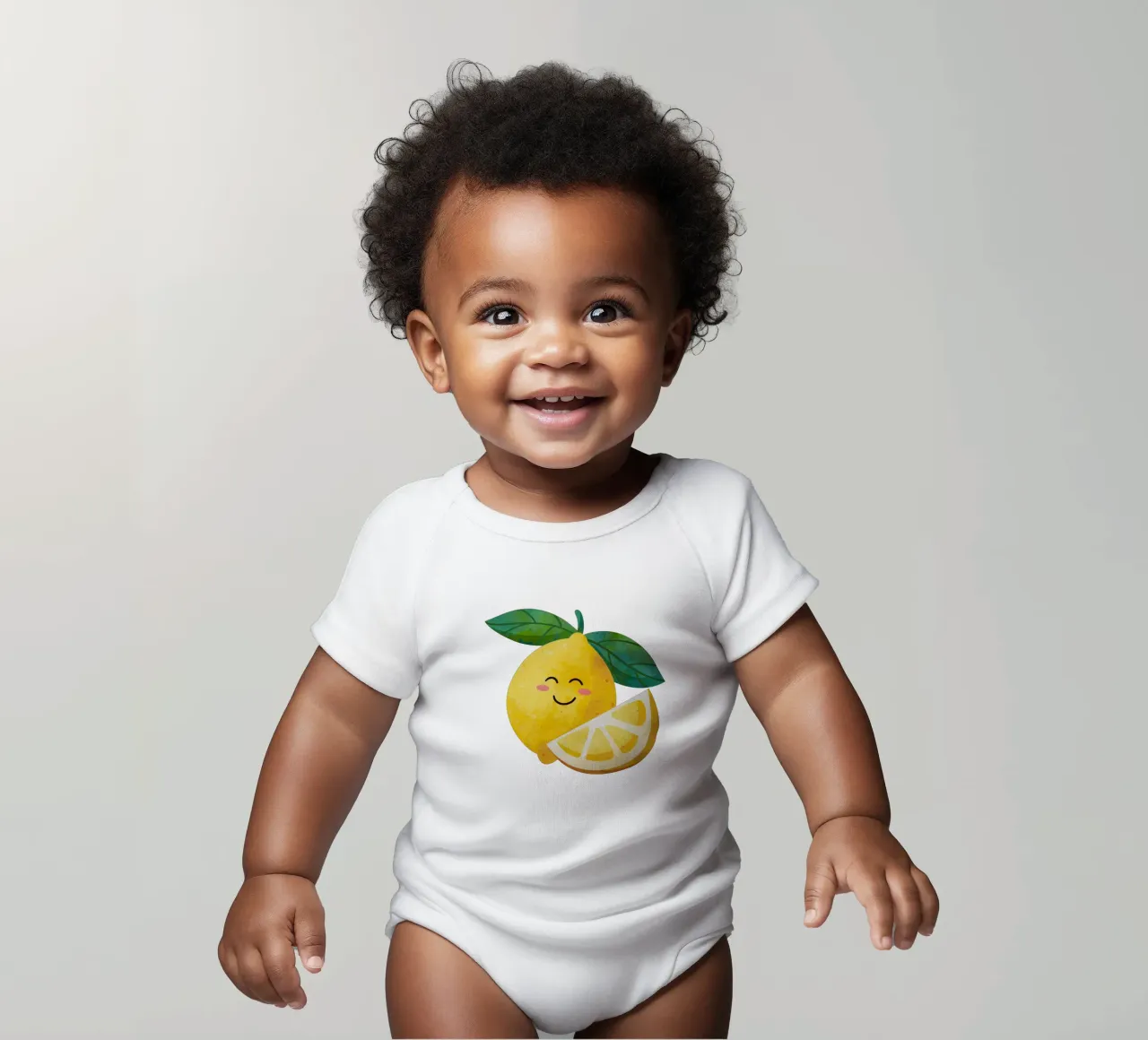 Niedliche kleine Zitrone, glückliche Zitrone drucken, Zitrone Kinderzimmer Kunst Kurzarm Babybody von SunshinePrints