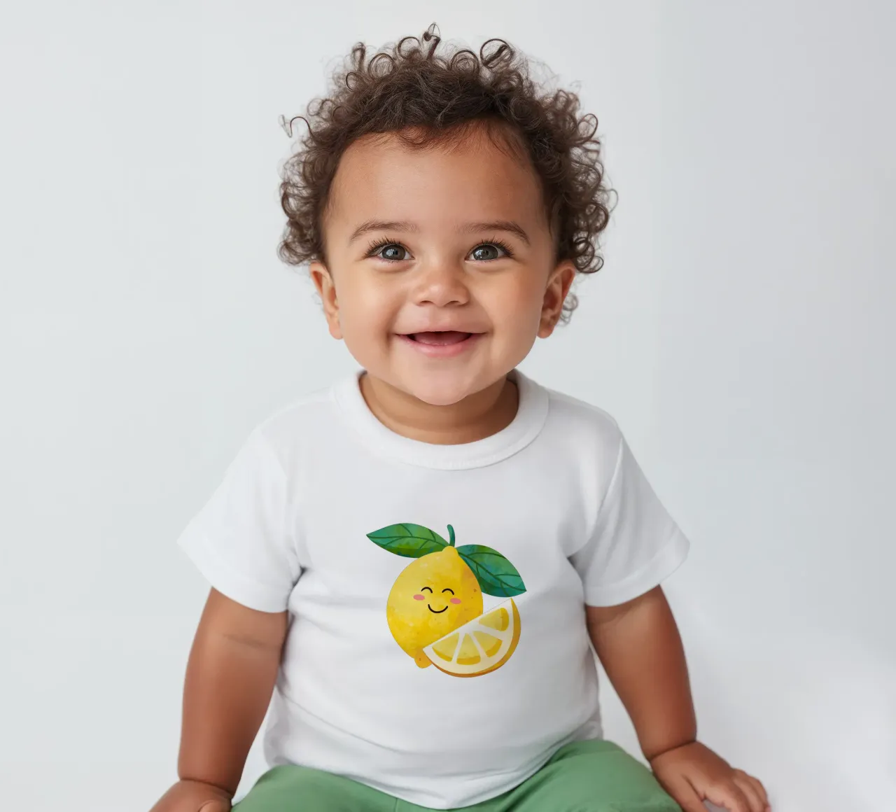 Niedliche kleine Zitrone, glückliche Zitrone drucken, Zitrone Kinderzimmer Kunst Baby T-Shirt von SunshinePrints