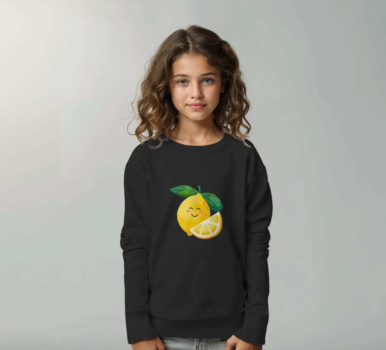 Niedliche kleine Zitrone, glückliche Zitrone drucken, Zitrone Kinderzimmer Kunst Kinder Sweatshirt von SunshinePrints