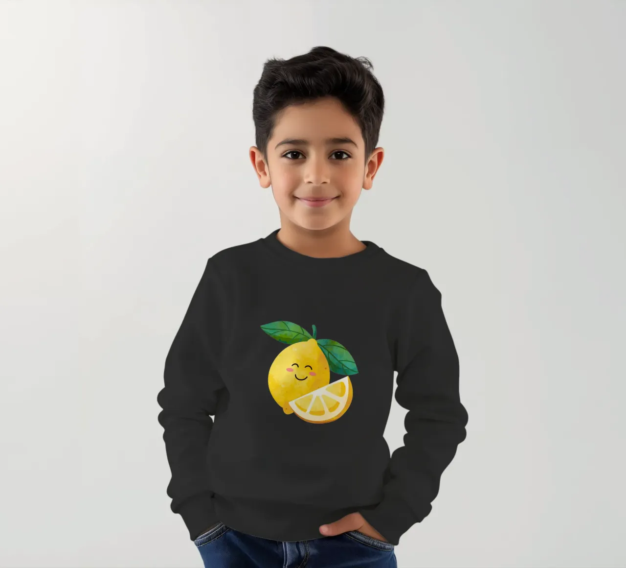 Niedliche kleine Zitrone, glückliche Zitrone drucken, Zitrone Kinderzimmer Kunst Kinder Sweatshirt von SunshinePrints