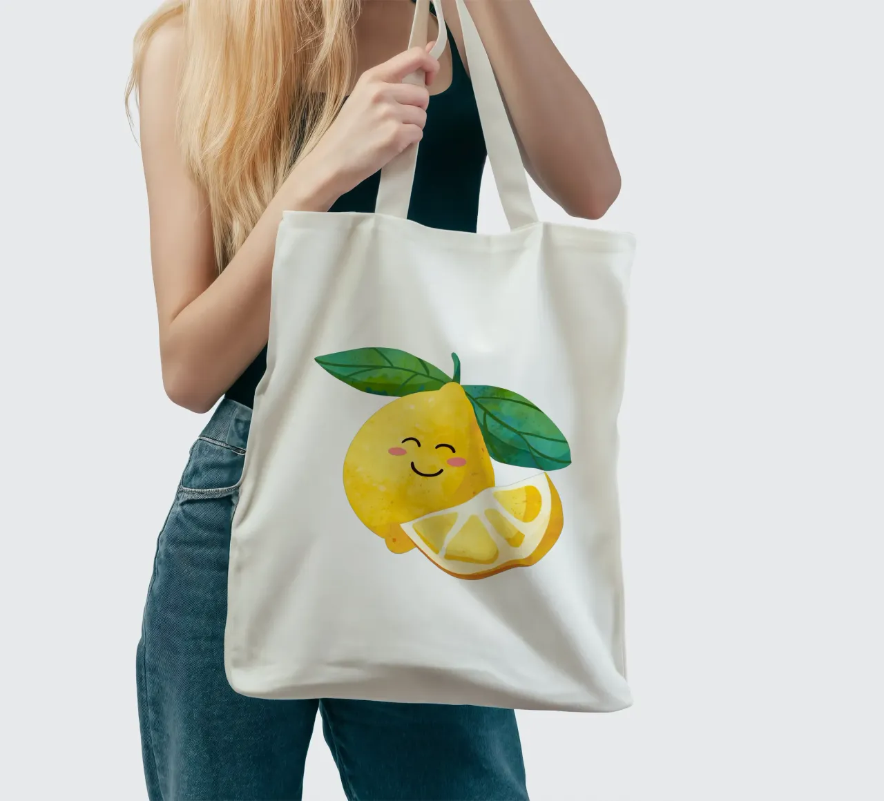 Niedliche kleine Zitrone, glückliche Zitrone drucken, Zitrone Kinderzimmer Kunst Jutebeutel von SunshinePrints