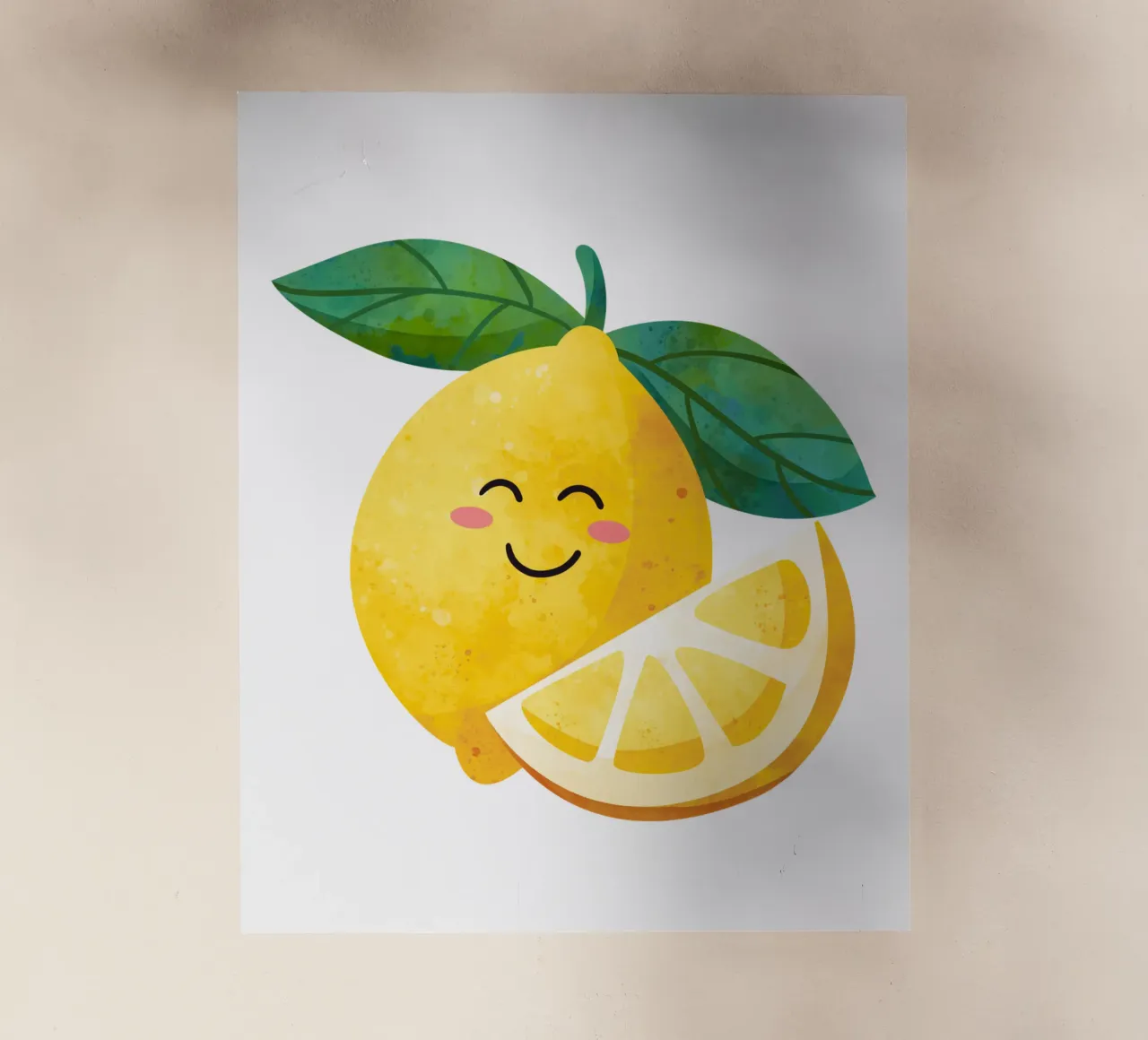 Niedliche kleine Zitrone, glückliche Zitrone drucken, Zitrone Kinderzimmer Kunst Backlit Folie von SunshinePrints