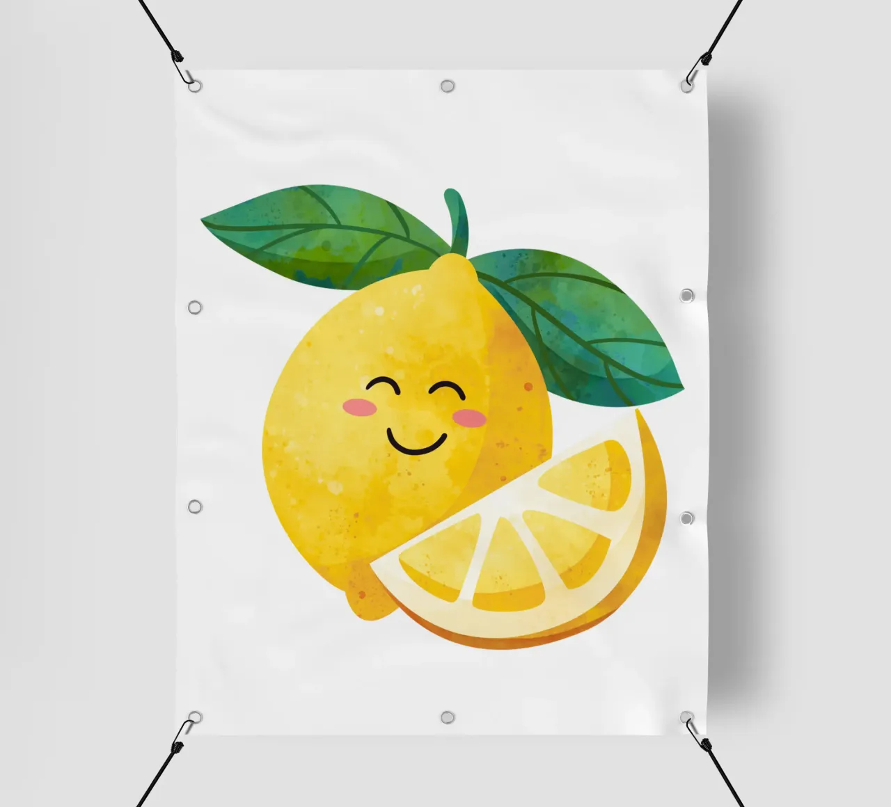 Niedliche kleine Zitrone, glückliche Zitrone drucken, Zitrone Kinderzimmer Kunst PVC Plane von SunshinePrints