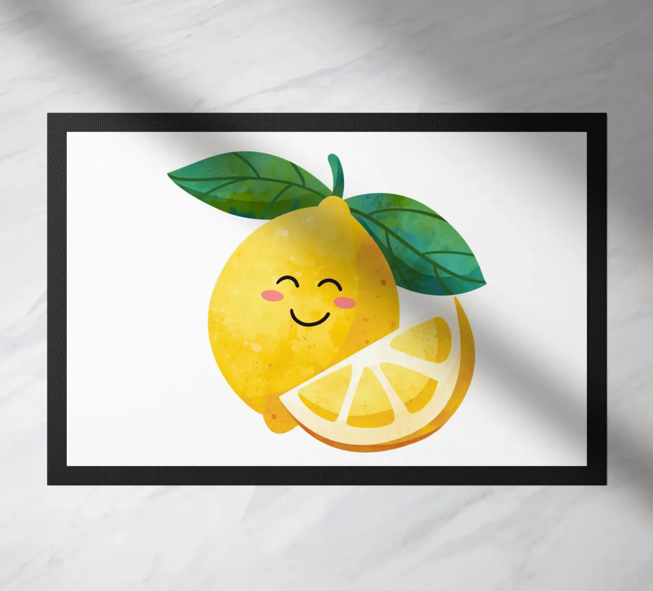 Niedliche kleine Zitrone, glückliche Zitrone drucken, Zitrone Kinderzimmer Kunst Fußmatte von SunshinePrints