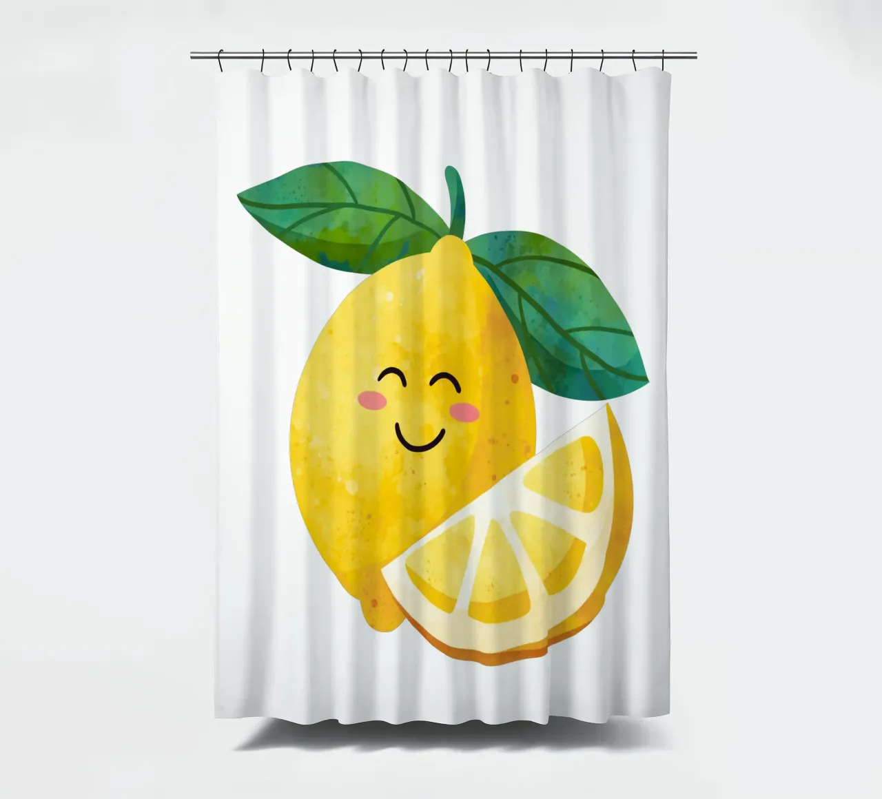 Niedliche kleine Zitrone, glückliche Zitrone drucken, Zitrone Kinderzimmer Kunst Duschvorhang von SunshinePrints