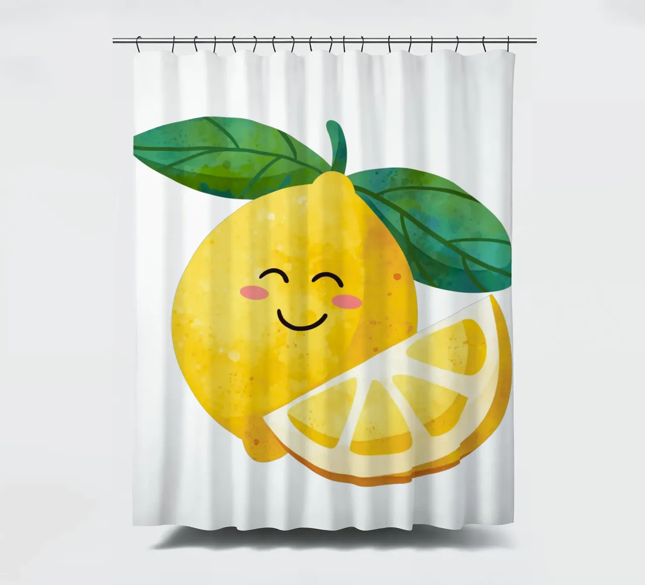 Niedliche kleine Zitrone, glückliche Zitrone drucken, Zitrone Kinderzimmer Kunst Duschvorhang von SunshinePrints