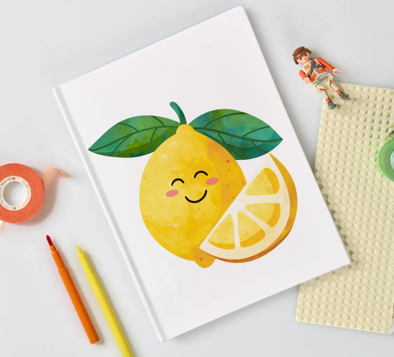 Niedliche kleine Zitrone, glückliche Zitrone drucken, Zitrone Kinderzimmer Kunst Notizbuch von SunshinePrints
