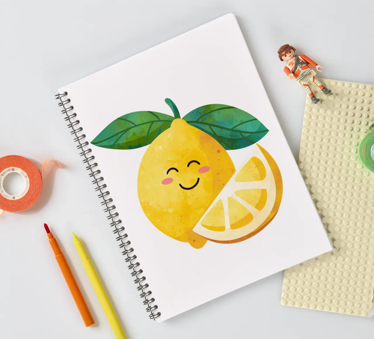 Niedliche kleine Zitrone, glückliche Zitrone drucken, Zitrone Kinderzimmer Kunst Ringbuch von SunshinePrints