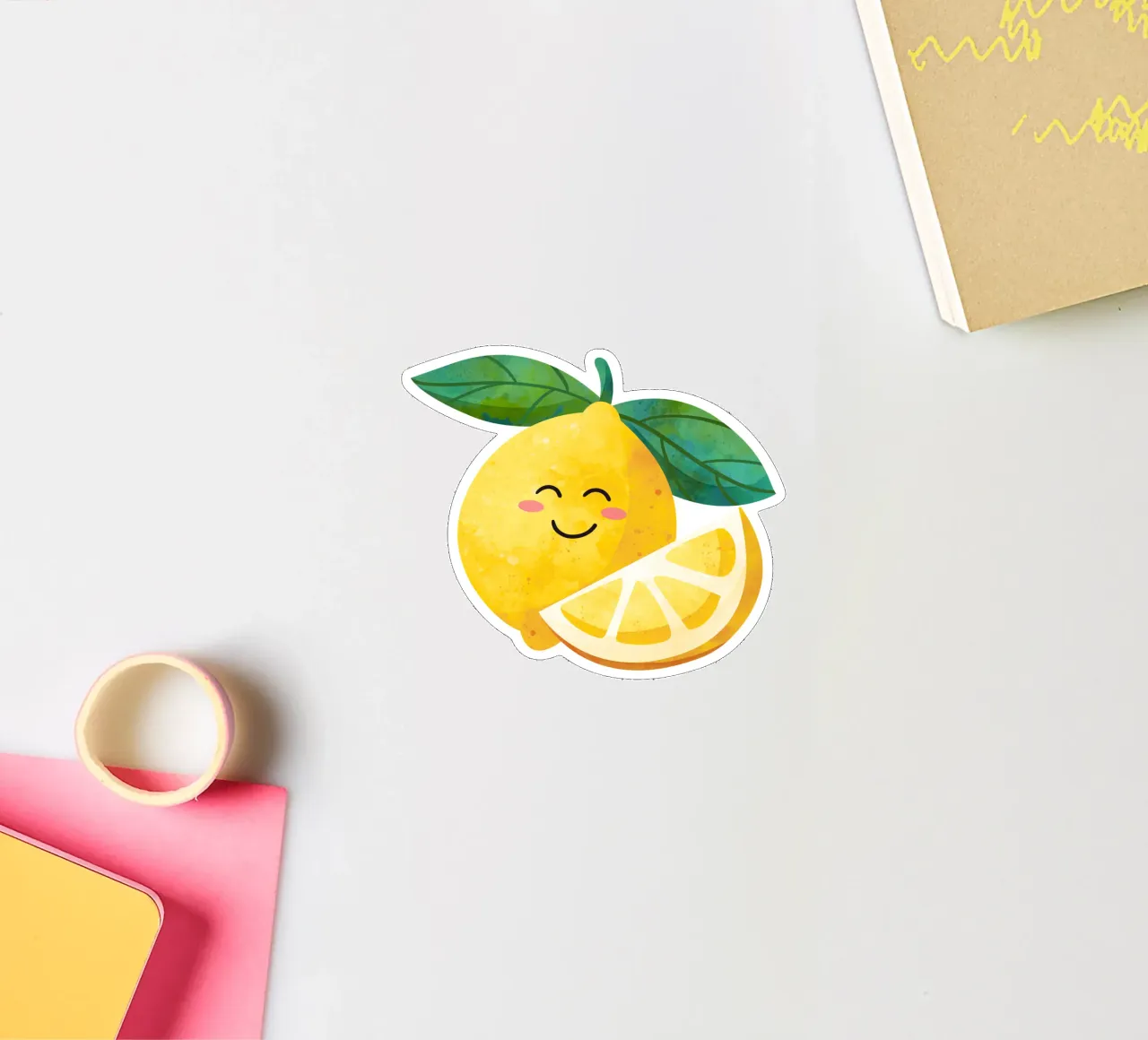 Petit citron mignon, impression de citron heureux, art de la chambre d'enfant au citron autocollant de SunshinePrints