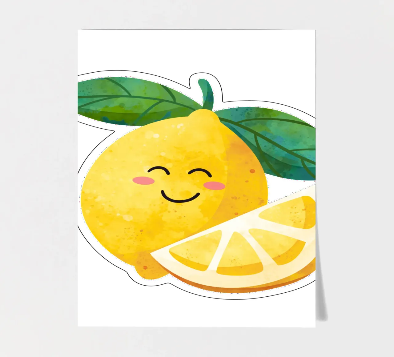 Niedliche kleine Zitrone, glückliche Zitrone drucken, Zitrone Kinderzimmer Kunst Stickerbogen von SunshinePrints