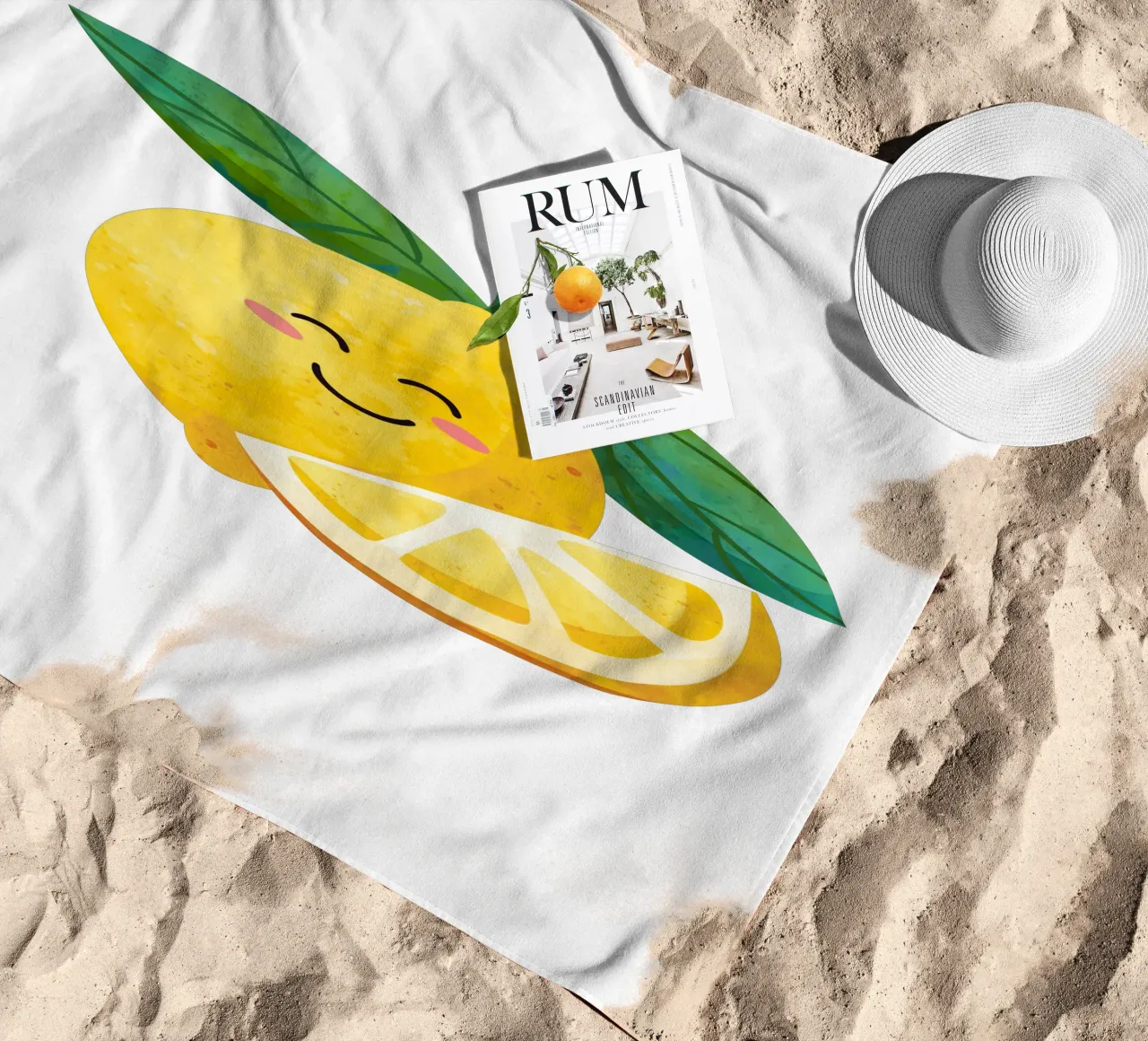 Niedliche kleine Zitrone, glückliche Zitrone drucken, Zitrone Kinderzimmer Kunst Strandtuch von SunshinePrints