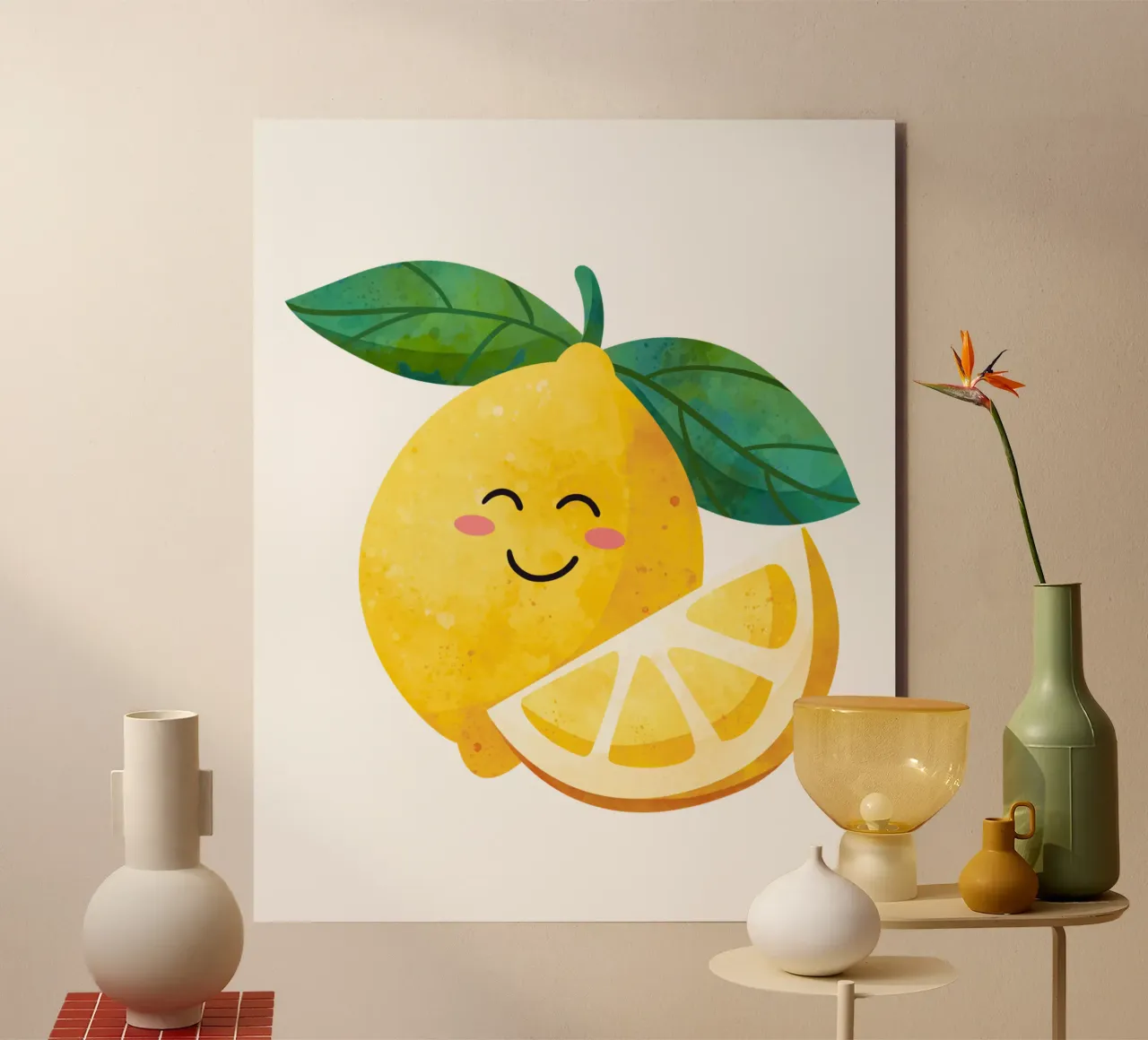 Niedliche kleine Zitrone, glückliche Zitrone drucken, Zitrone Kinderzimmer Kunst Forex-Platte von SunshinePrints