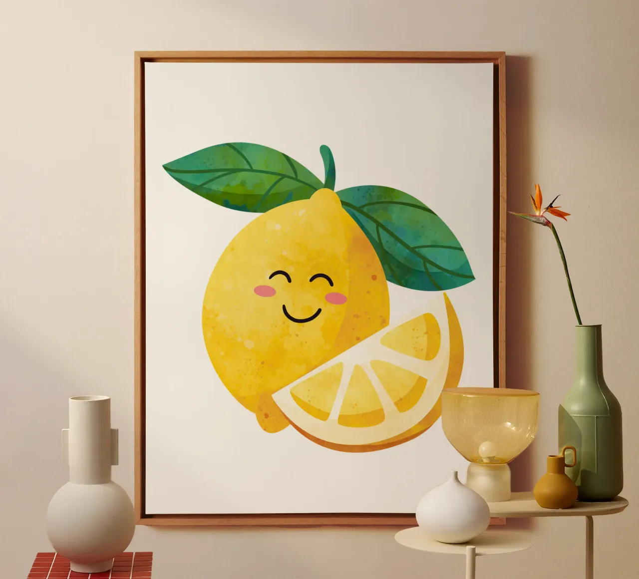 Niedliche kleine Zitrone, glückliche Zitrone drucken, Zitrone Kinderzimmer Kunst Leinwand von SunshinePrints