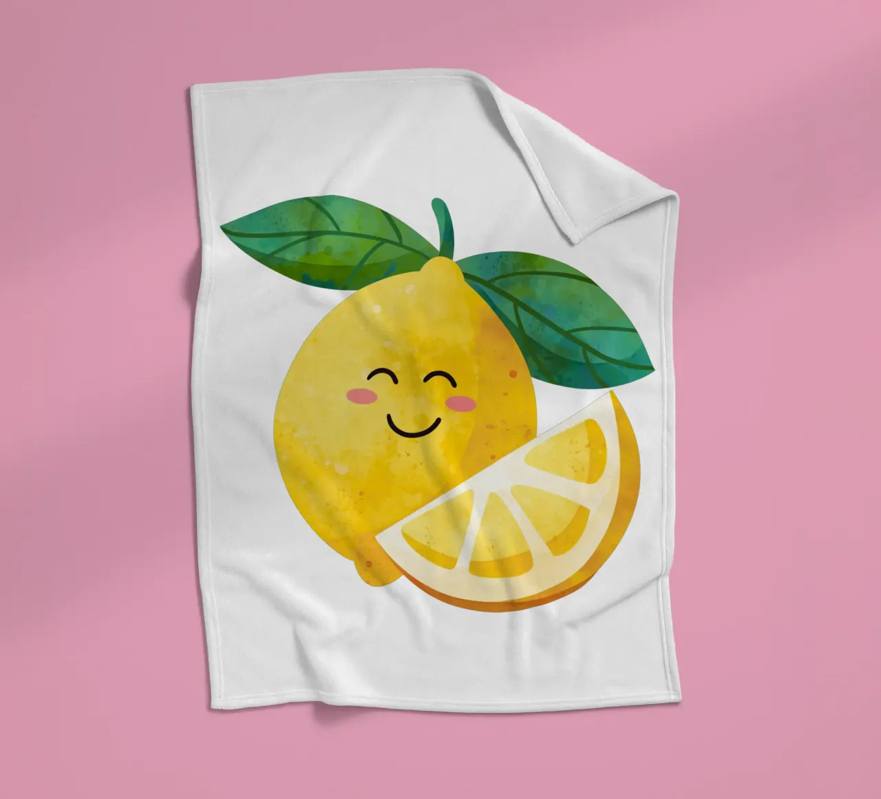Petit citron mignon, impression de citron heureux, art de la chambre d'enfant au citron plaid polaire de SunshinePrints