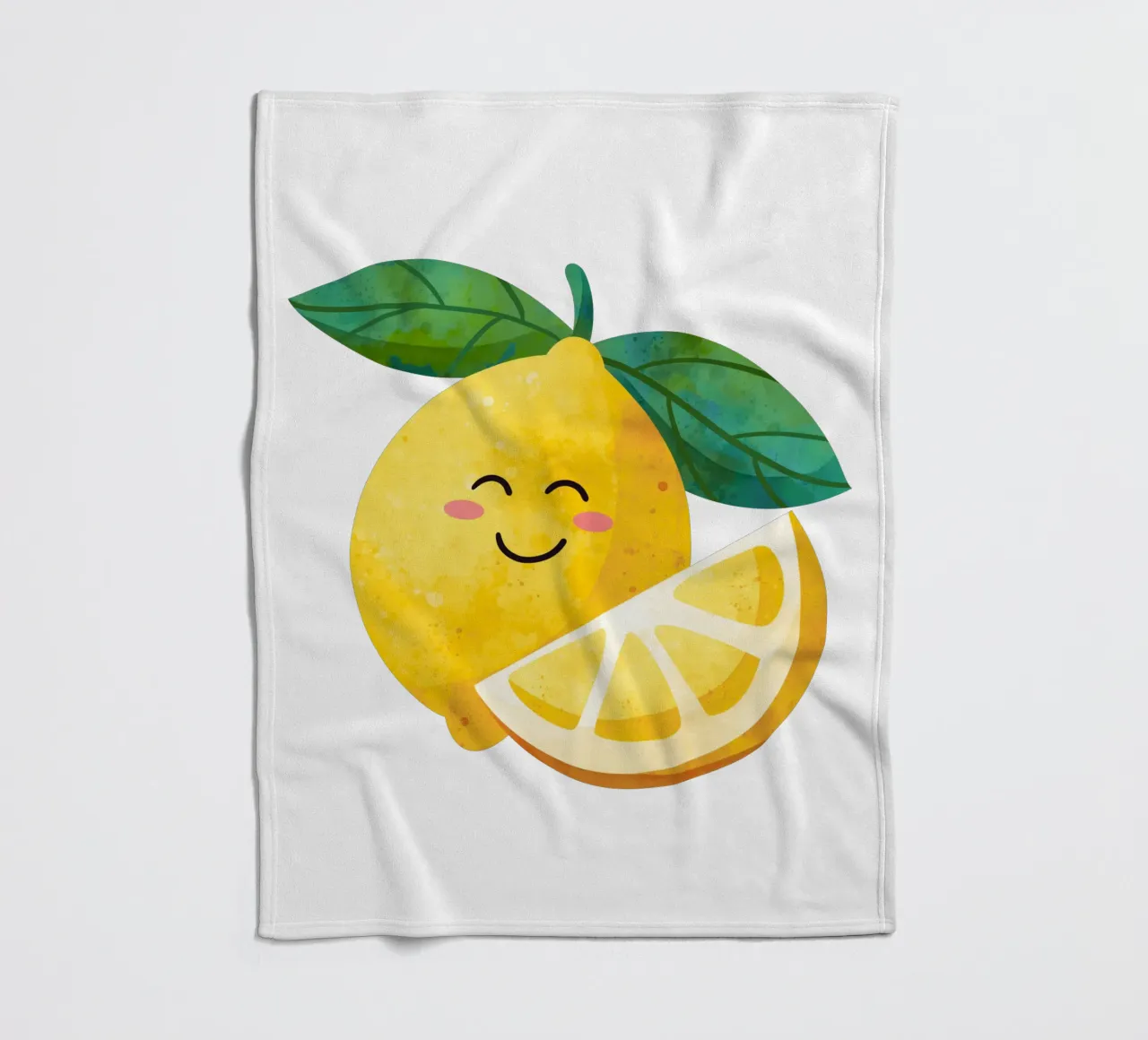 Petit citron mignon, impression de citron heureux, art de la chambre d'enfant au citron plaid polaire de SunshinePrints