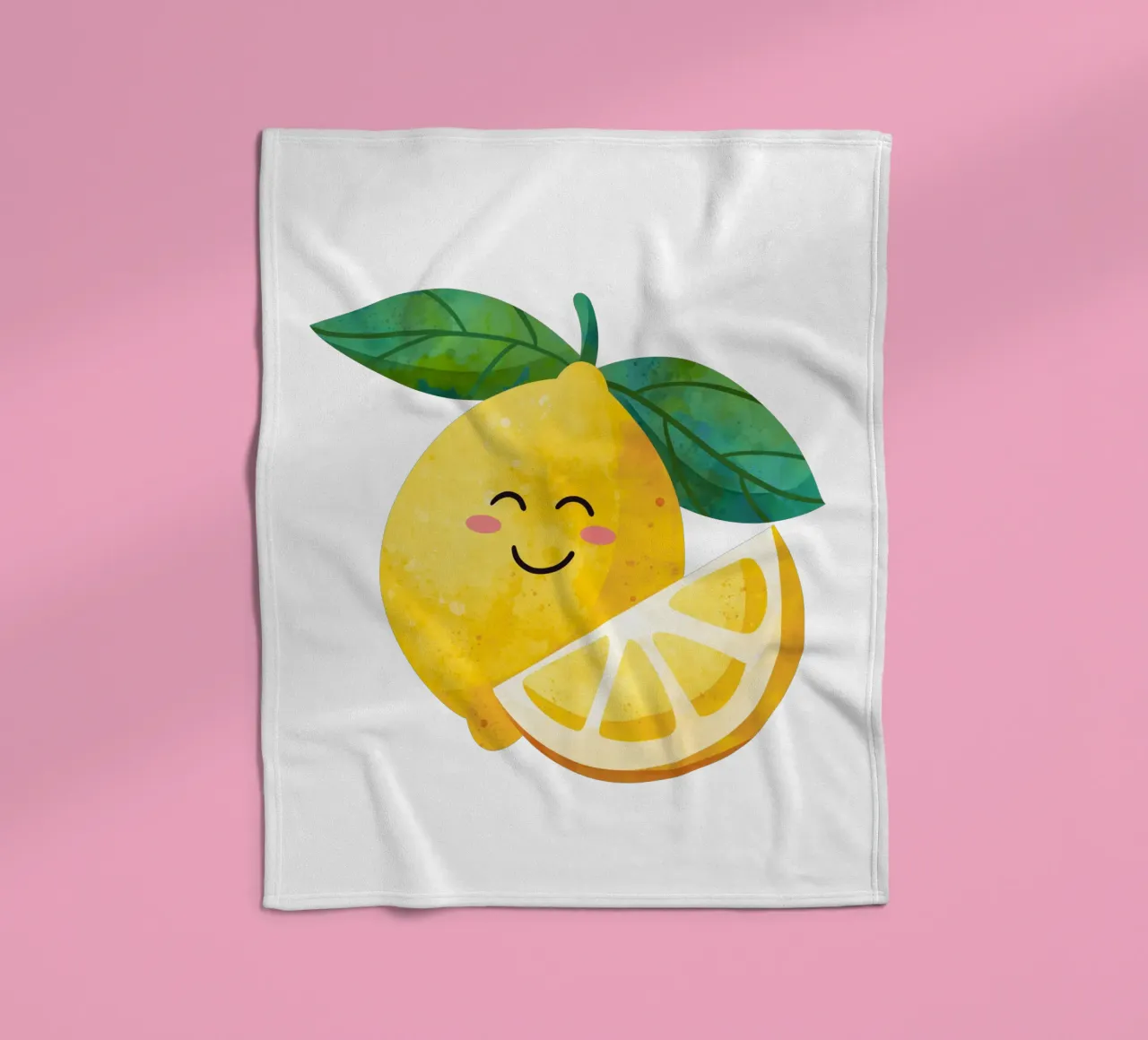 Niedliche kleine Zitrone, glückliche Zitrone drucken, Zitrone Kinderzimmer Kunst Fleecedecke von SunshinePrints