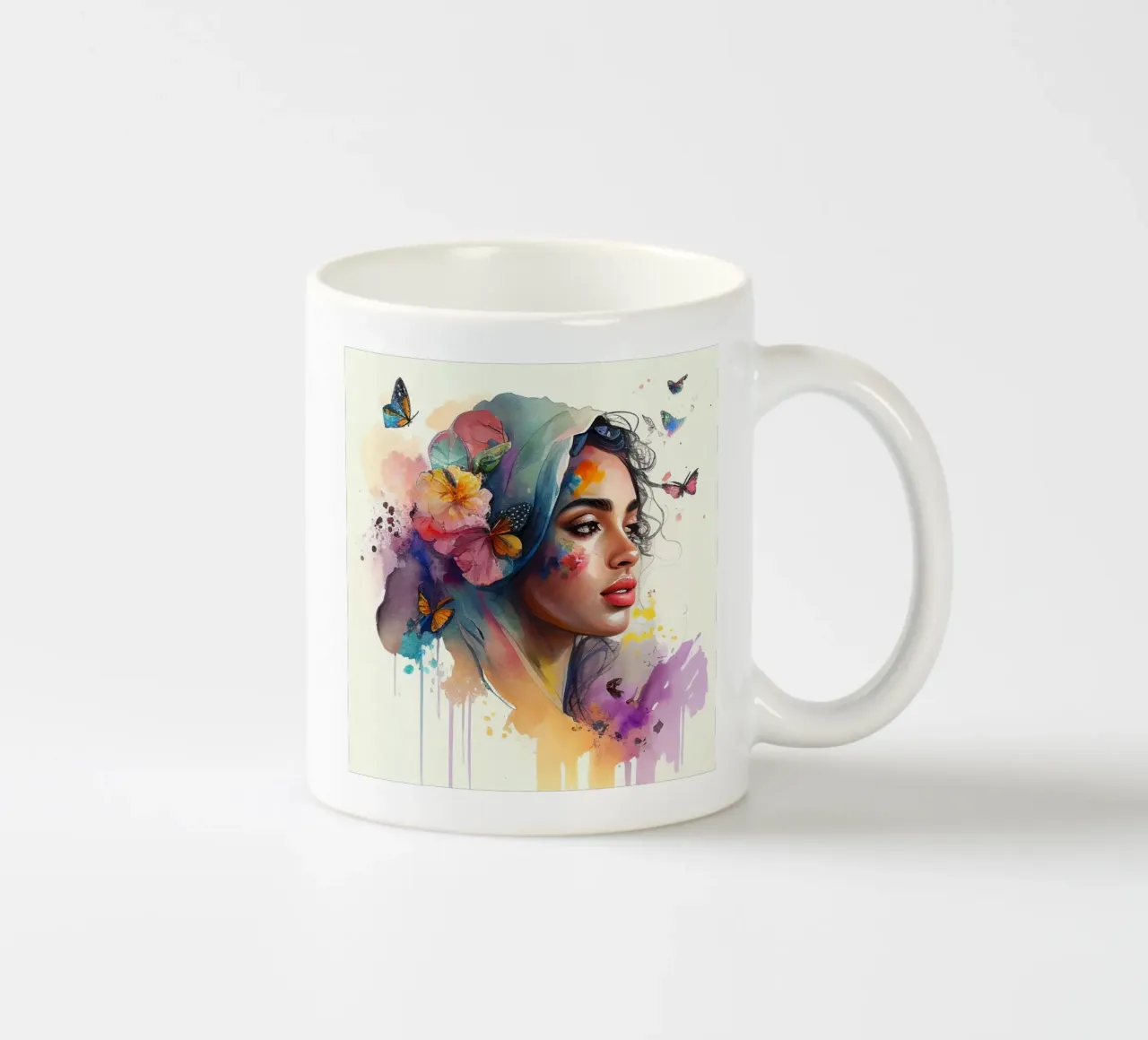 Acquerello floreale Donna araba tazza in ceramica da Chromatic Fusion Studio