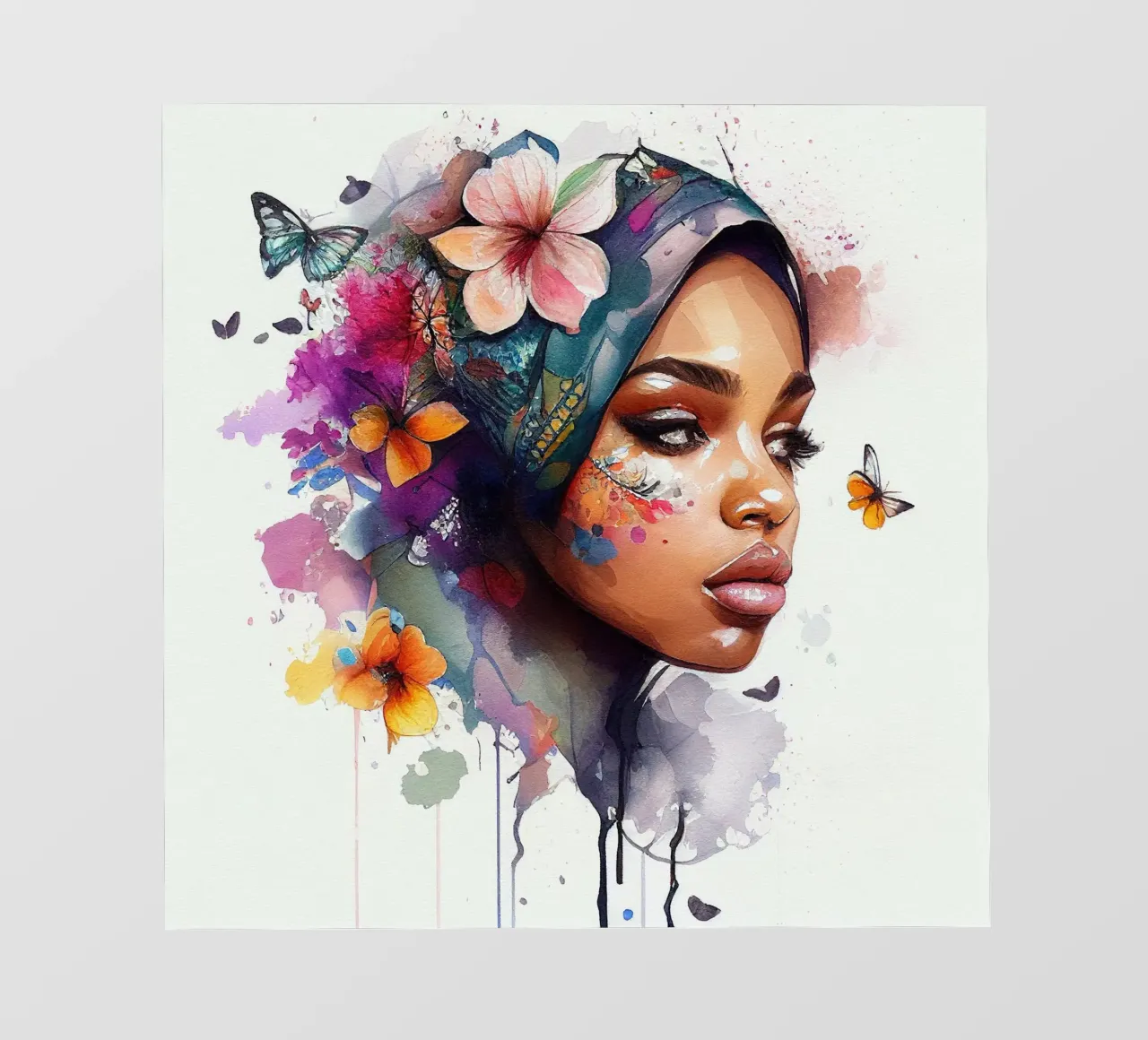 Acquerello floreale Donna araba pellicola backlit da Chromatic Fusion Studio