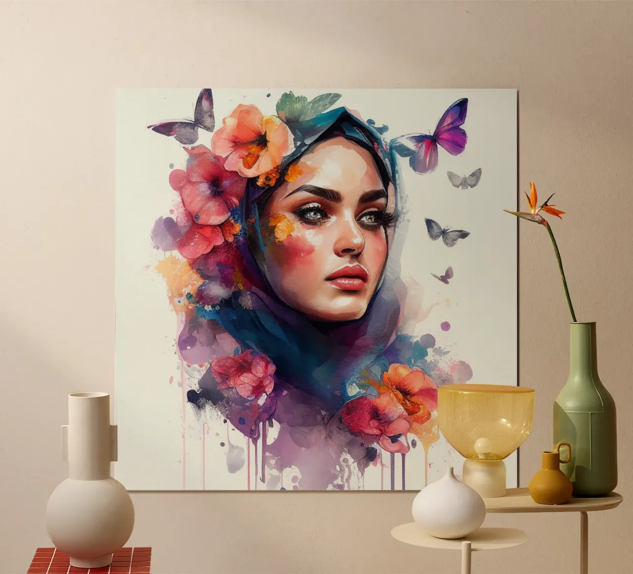 Acquerello floreale Donna araba poster da Chromatic Fusion Studio