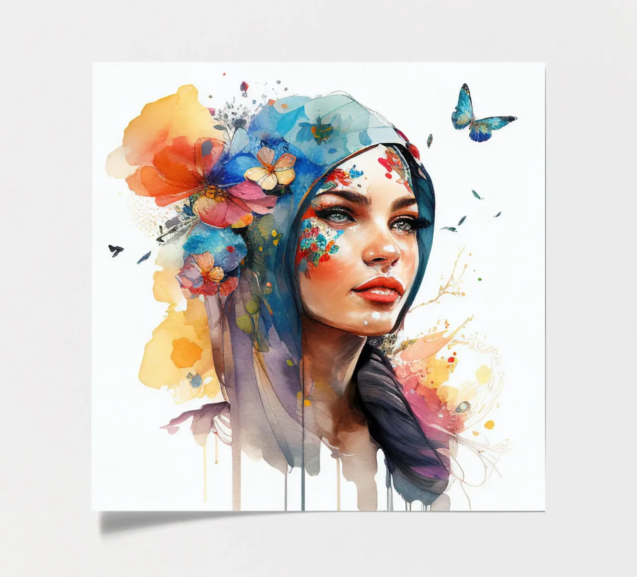 Watercolor Floral Arabian Woman sticker sheet by Chromatic Fusion Studio