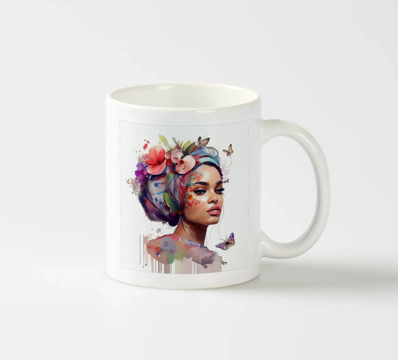 Acquerello floreale Donna araba tazza in ceramica da Chromatic Fusion Studio