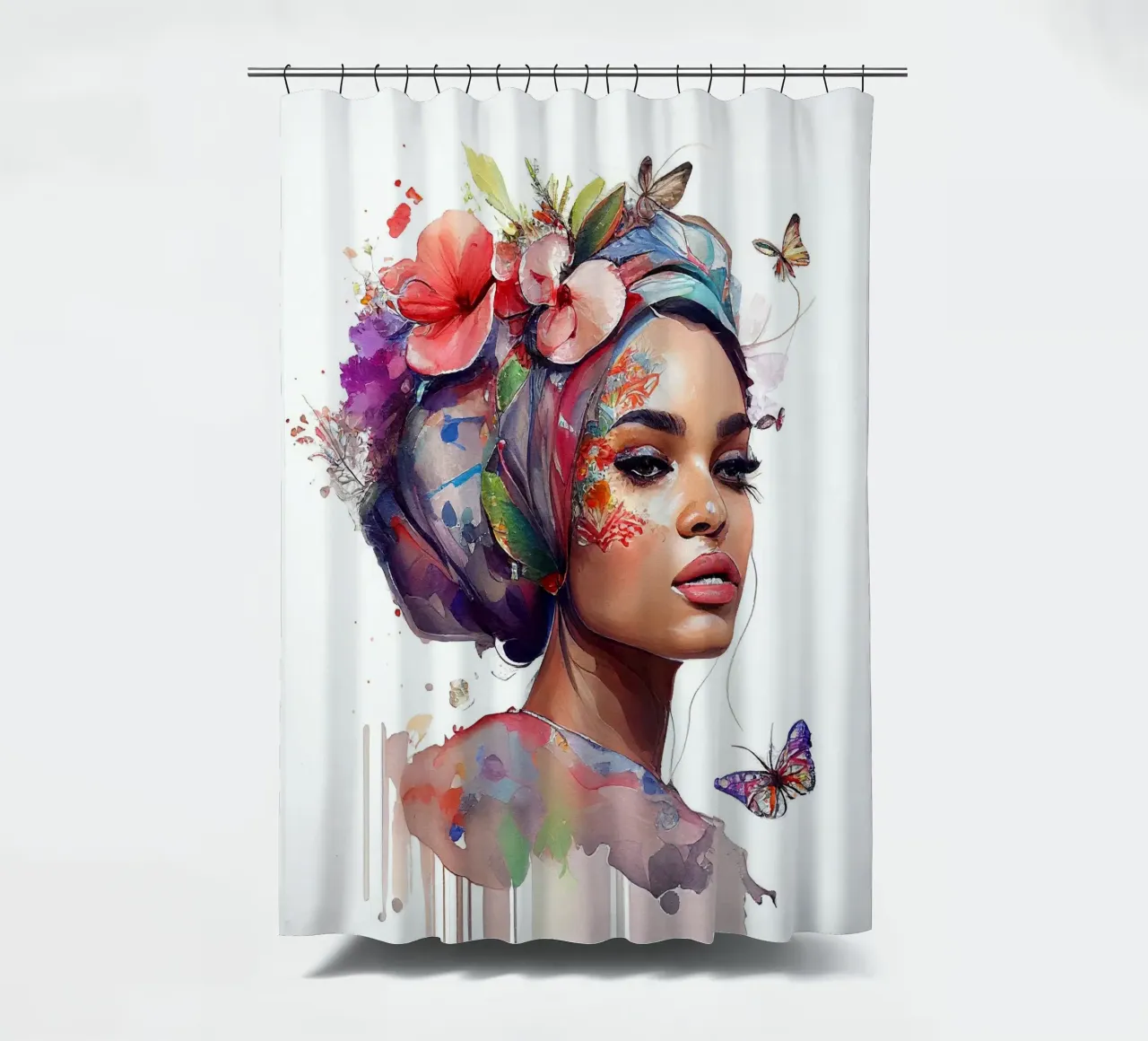 Acquerello floreale Donna araba tenda da doccia da Chromatic Fusion Studio