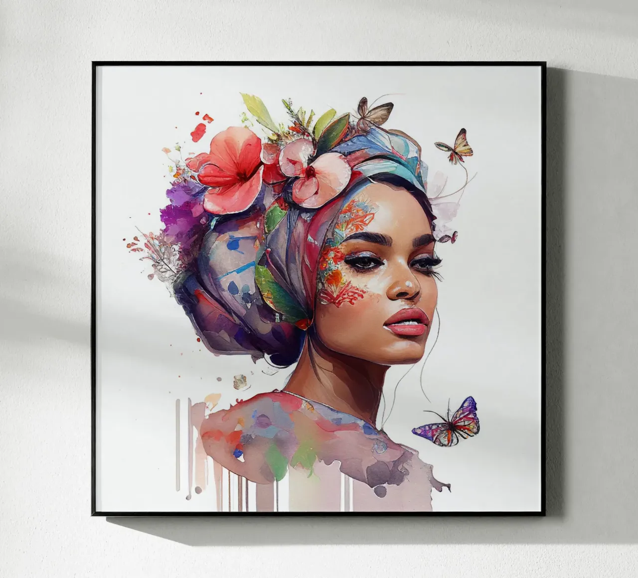 Acquerello floreale Donna araba plexiglass da Chromatic Fusion Studio