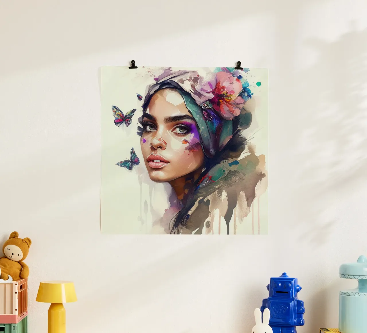 Acquerello floreale Donna araba poster da Chromatic Fusion Studio