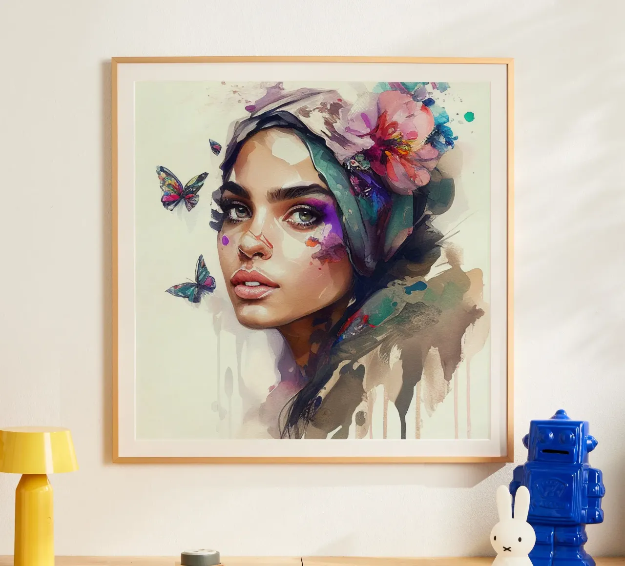Acquerello floreale Donna araba poster da Chromatic Fusion Studio
