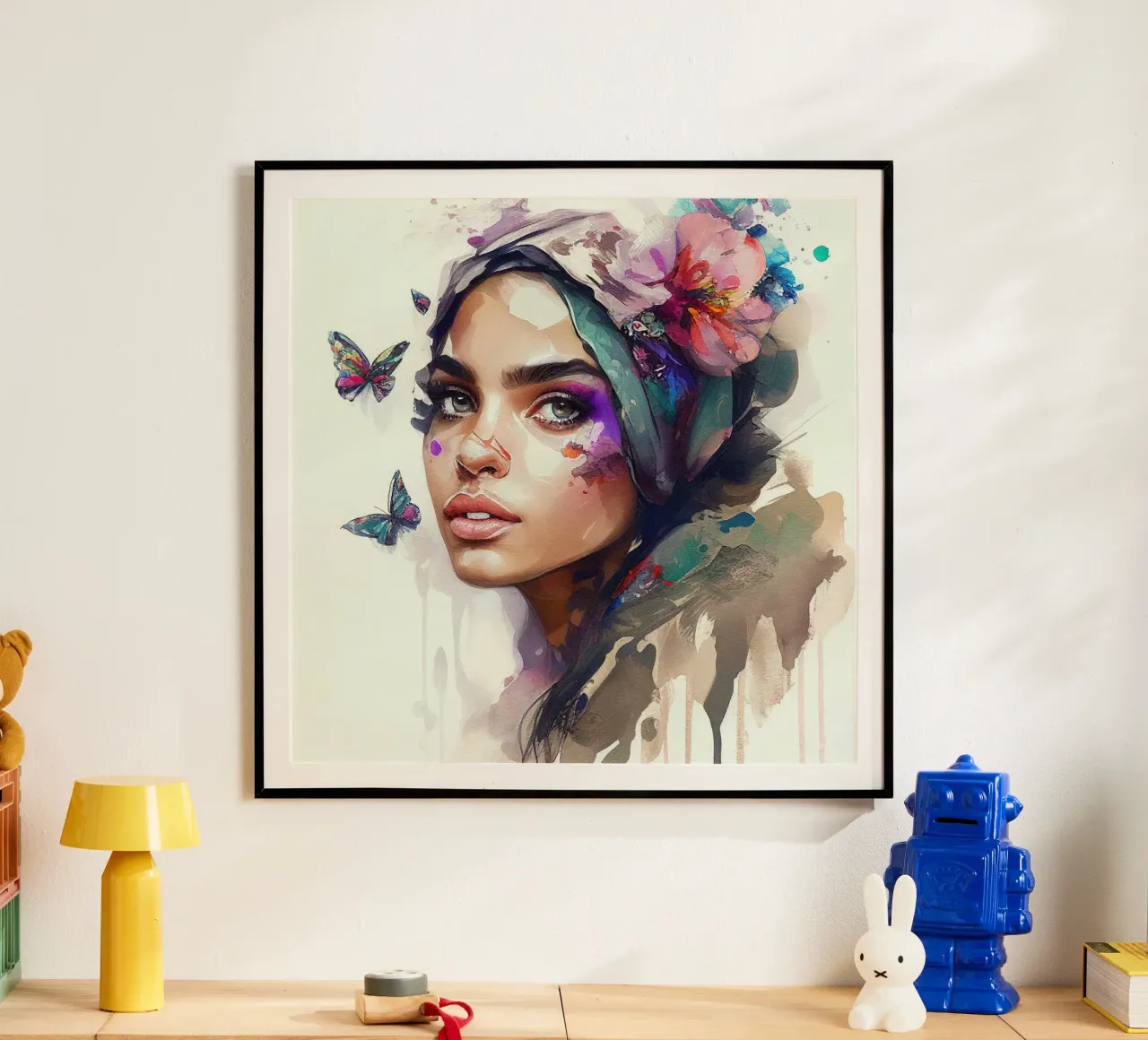 Acquerello floreale Donna araba poster da Chromatic Fusion Studio