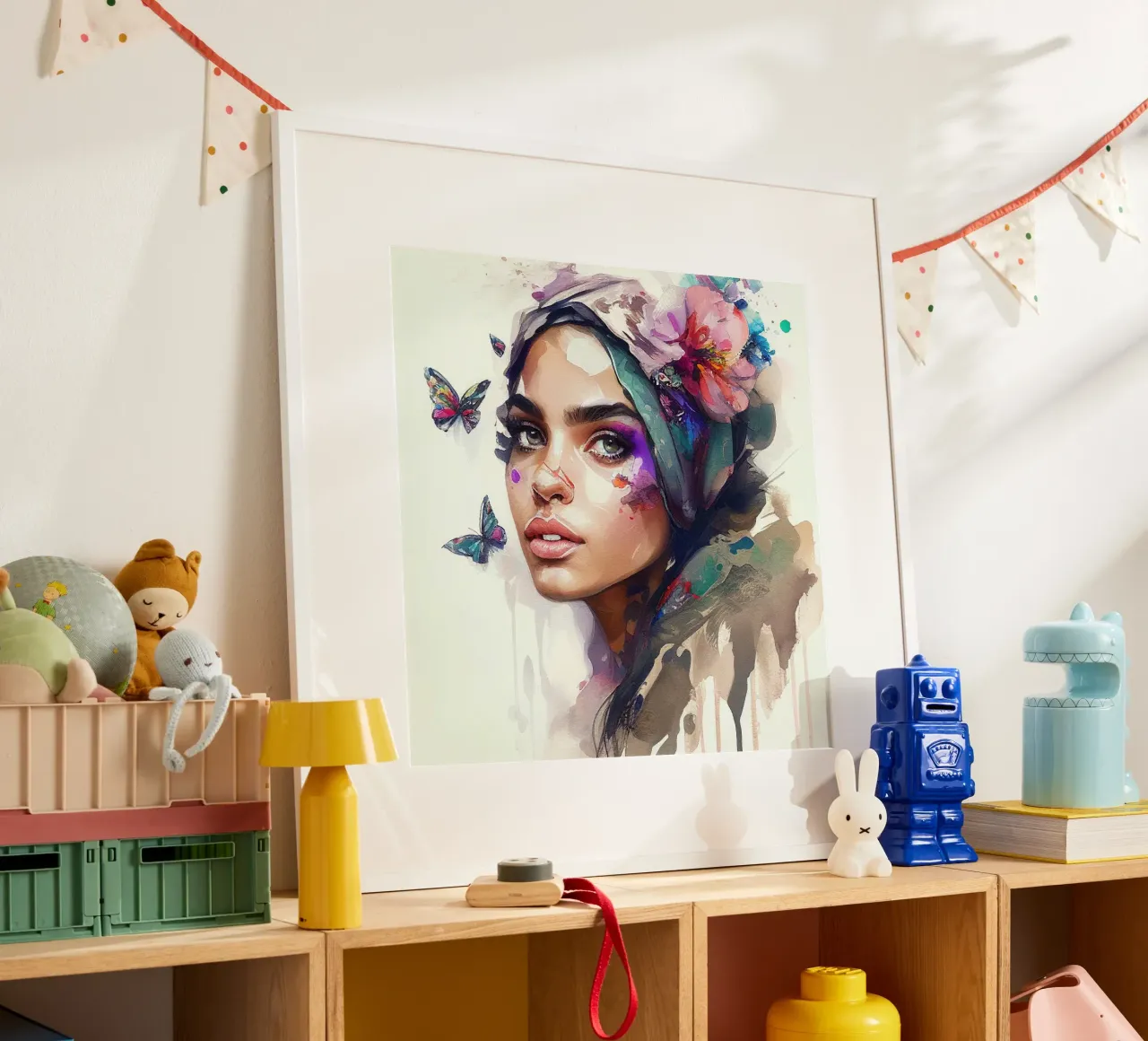 Acquerello floreale Donna araba poster da Chromatic Fusion Studio