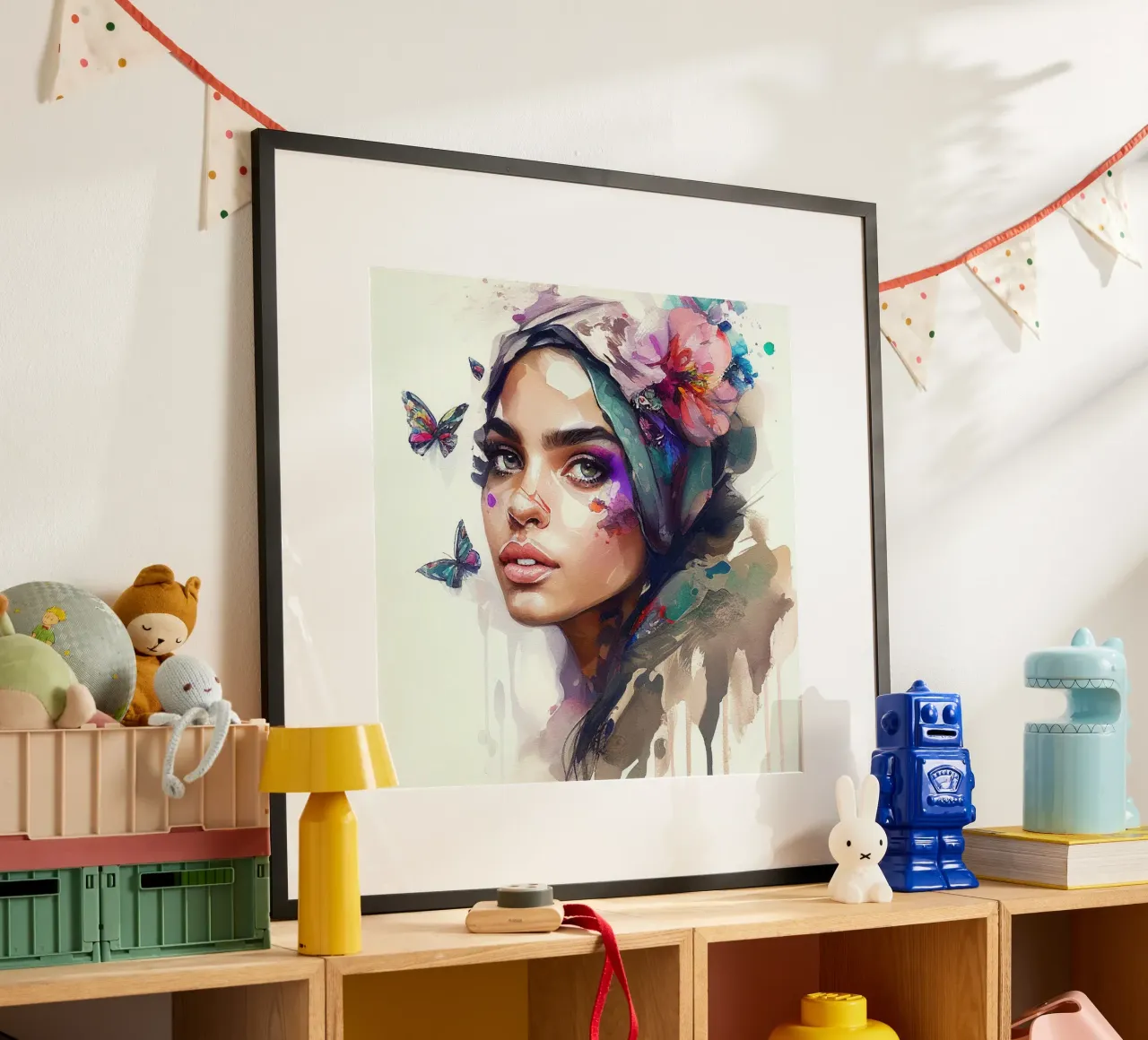 Acquerello floreale Donna araba poster da Chromatic Fusion Studio
