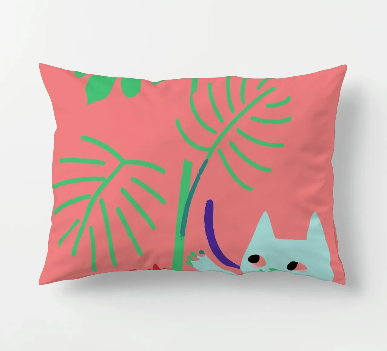 Fiori di Monstera e gatti cuscino da TRENDY POSTER SHOP