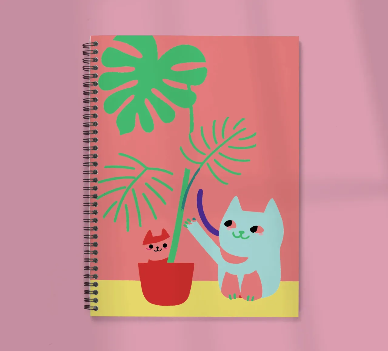 Fiori di Monstera e gatti diario ad anelli da TRENDY POSTER SHOP