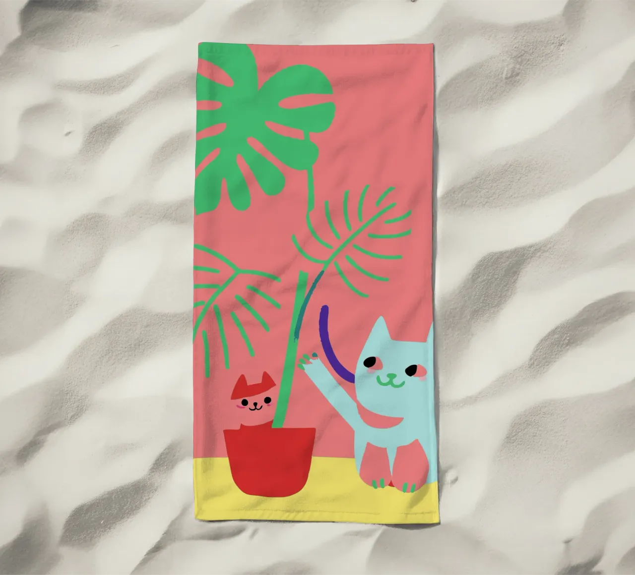 Fiori di Monstera e gatti telo mare da TRENDY POSTER SHOP
