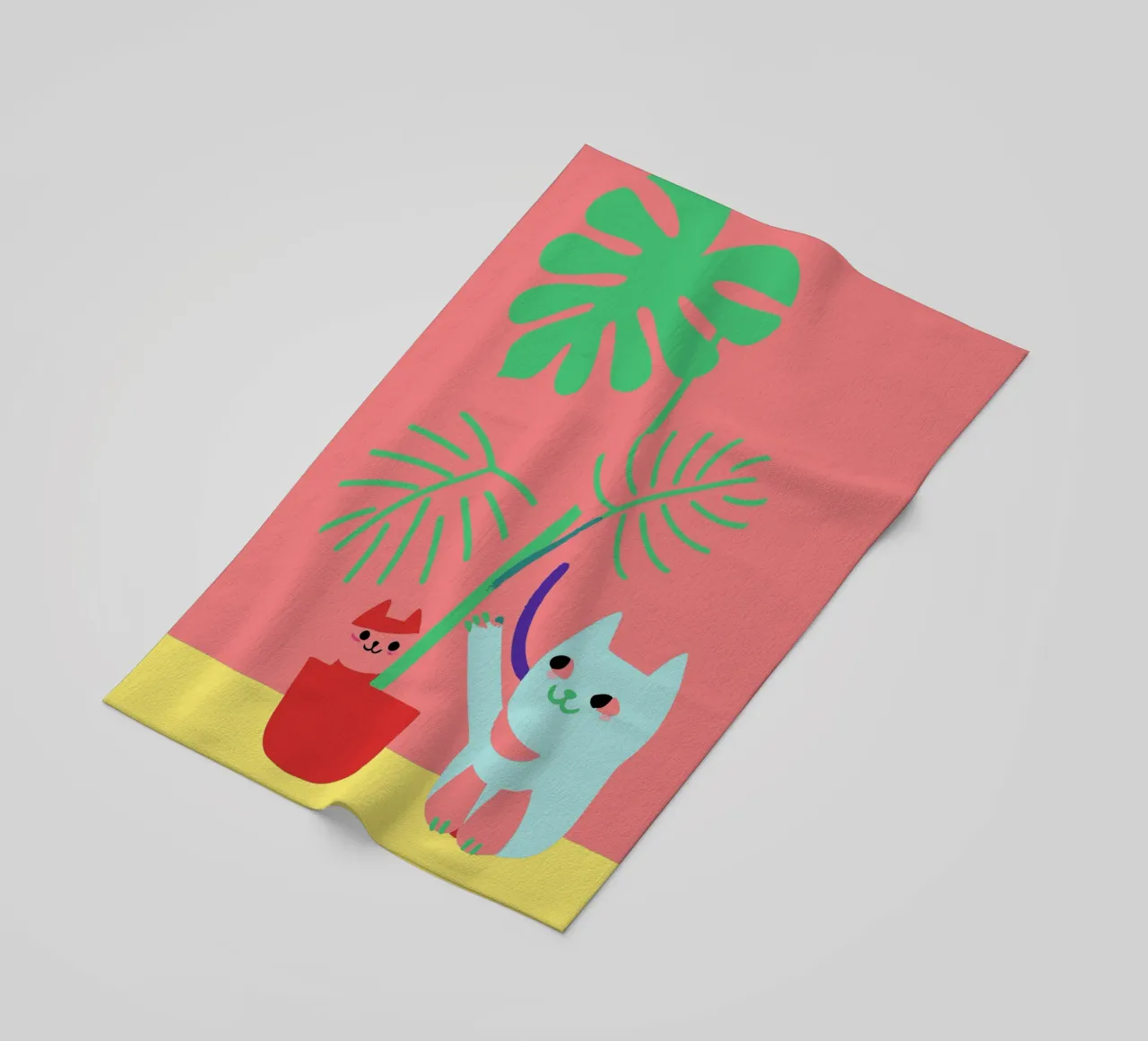 Fiori di Monstera e gatti telo mare da TRENDY POSTER SHOP
