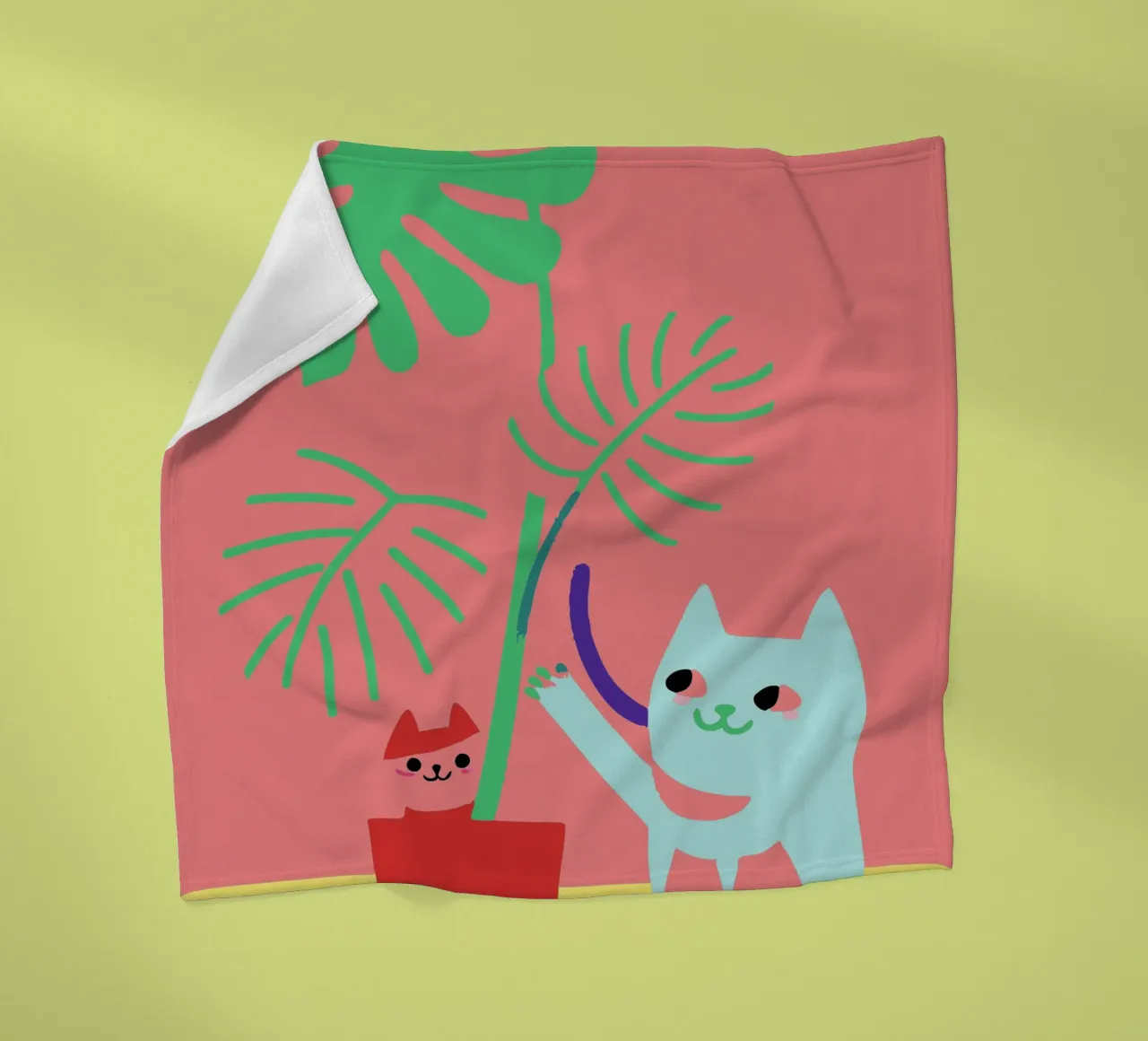 Fiori di Monstera e gatti coperta in pile da TRENDY POSTER SHOP
