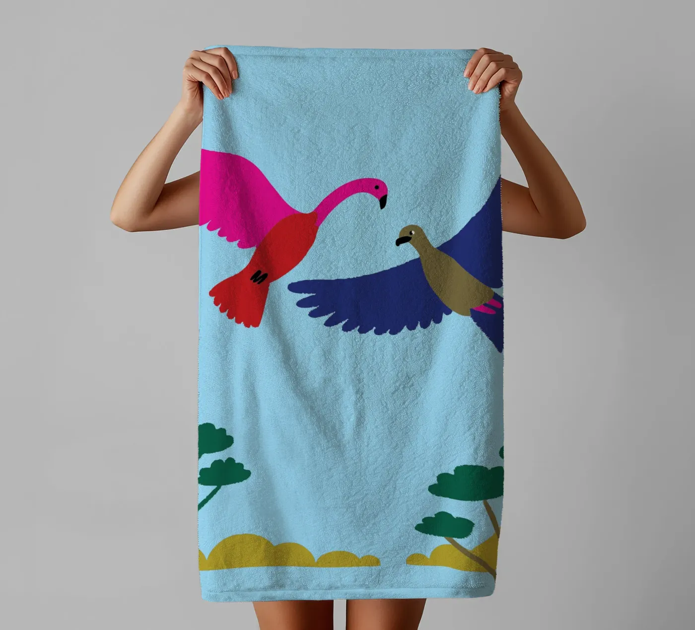 Two Birds towel by TRENDY POSTER SHOP