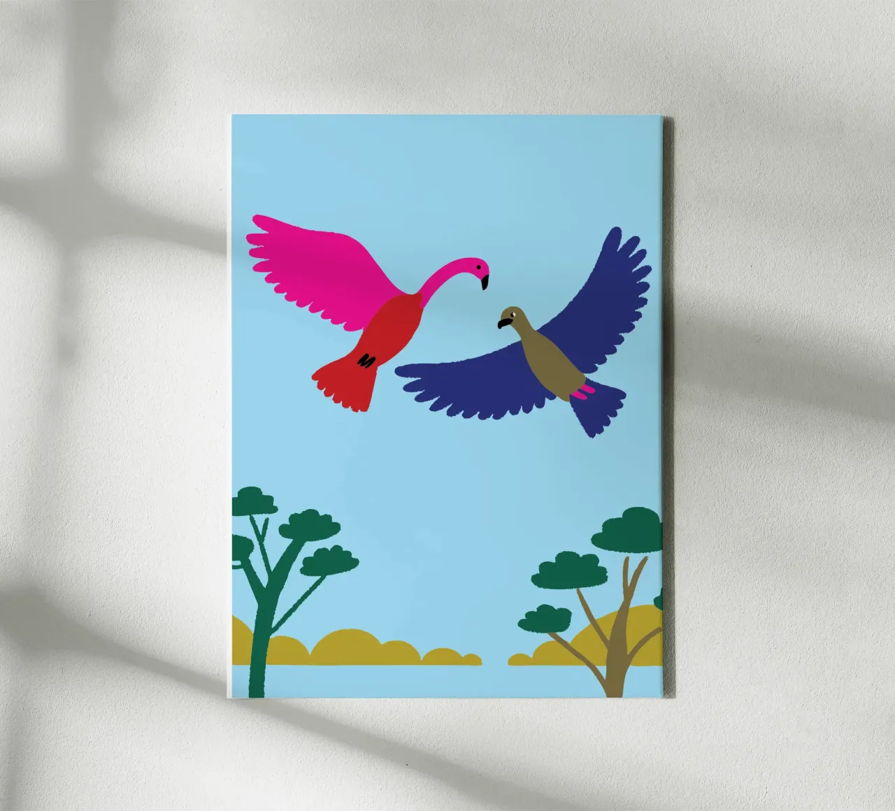 Twee vogels canvas met Baklijst van TRENDY POSTER SHOP